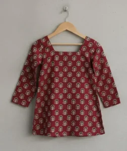 red printed kids kurthi from best kurthi shops online in Kerala